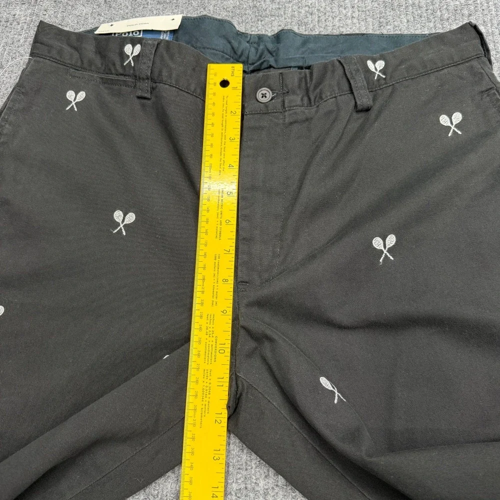 NWT Vintage Polo Ralph Lauren Pants Mens 34x32 Black Chino Tennis AOP Trousers